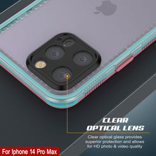 Cargar imagen en el visor de la galería, Carcasa impermeable Punkcase para iPhone 14 Pro Max [Serie Aqua] Cubierta de armadura [Rosa Transparente] [Parte trasera transparente]
