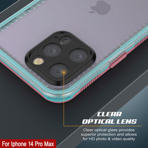 Carcasa impermeable Punkcase para iPhone 14 Pro Max [Serie Aqua] Cubierta de armadura [Rosa Transparente] [Parte trasera transparente]