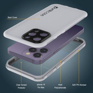 Carcasa impermeable para iPhone 14 Pro Max Punkcase [Serie Aqua] Cubierta de armadura [Blanca]