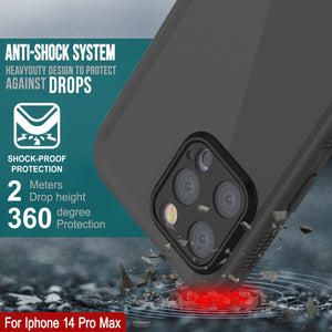 Funda impermeable Punkcase para iPhone 14 Pro Max [Serie Aqua] Cubierta de armadura [Negra]