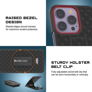 Funda para iPhone 15 Pro Max con protector de pantalla de vidrio templado, clip para cinturón y soporte incorporado [Turquesa]
