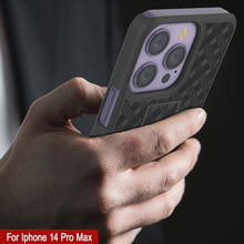 Cargar imagen en el visor de la galería, Funda para iPhone 15 Pro Max con protector de pantalla de vidrio templado, clip de cinturón y soporte incorporado [Rojo].
