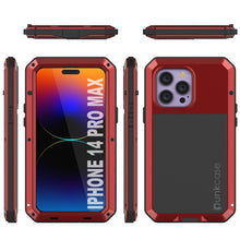 Load image into Gallery viewer, Funda de metal para iPhone 14 Pro Max, cubierta de armadura resistente de grado militar [a prueba de golpes], cuerpo completo duro [rojo]
