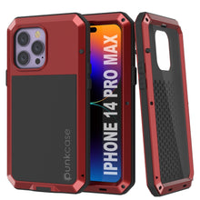 Load image into Gallery viewer, Funda de metal para iPhone 14 Pro Max, cubierta de armadura resistente de grado militar [a prueba de golpes], cuerpo completo duro [rojo]
