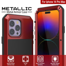 Load image into Gallery viewer, Funda de metal para iPhone 14 Pro Max, cubierta de armadura resistente de grado militar [a prueba de golpes], cuerpo completo duro [rojo]
