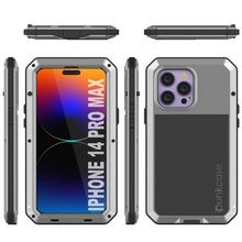 Cargar imagen en el visor de la galería, Funda de metal para iPhone 14 Pro Max, resistente de alta calidad de grado militar [a prueba de golpes] cuerpo completo duro [plateado].
