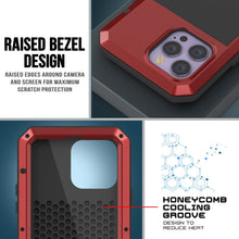 Load image into Gallery viewer, Funda de metal para iPhone 14 Pro Max, cubierta de armadura resistente de grado militar [a prueba de golpes], cuerpo completo duro [rojo]
