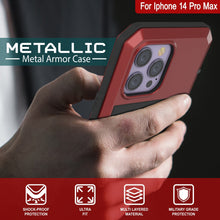 Load image into Gallery viewer, Funda de metal para iPhone 14 Pro Max, cubierta de armadura resistente de grado militar [a prueba de golpes], cuerpo completo duro [rojo]
