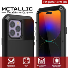 Cargar imagen en el visor de la galería, Carcasa Metálica para iPhone 14 Pro Max, Funda Resistente de Grado Militar [a prueba de golpes] Cuerpo Completo Resistente [Negro]
