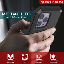 Cargar imagen en el visor de la galería, Carcasa Metálica para iPhone 14 Pro Max, Funda Resistente de Grado Militar [a prueba de golpes] Cuerpo Completo Resistente [Negro]
