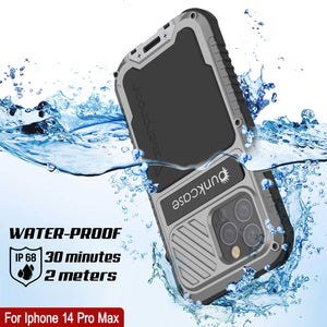 Carcasa de Metal Extreme 3.0 para iPhone 14 Pro Max, Cubierta de Armadura de Grado Militar Resistente [a prueba de golpes], Carcasa de Aluminio Impermeable [Plateado]