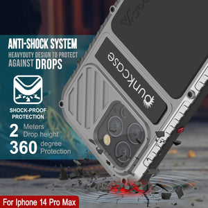 Carcasa de Metal Extreme 3.0 para iPhone 14 Pro Max, Cubierta de Armadura de Grado Militar Resistente [a prueba de golpes], Carcasa de Aluminio Impermeable [Plateado]