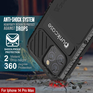 Funda Metal Extreme 3.0 para iPhone 14 Pro Max, resistente de grado militar con cobertura protectora resistente a impactos, funda de aluminio impermeable [negra].