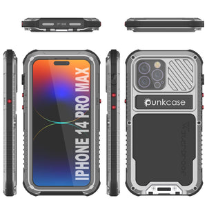 Carcasa de Metal Extreme 3.0 para iPhone 14 Pro Max, Cubierta de Armadura de Grado Militar Resistente [a prueba de golpes], Carcasa de Aluminio Impermeable [Plateado]