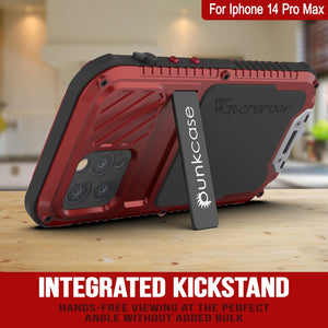 Funda para iPhone 14 Pro Max Metal Extreme 3.0, cubierta de armadura de grado militar resistente [a prueba de golpes], funda de aluminio impermeable [roja].