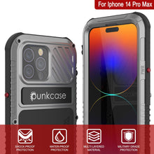 Cargar imagen en el visor de la galería, Carcasa de Metal Extreme 3.0 para iPhone 14 Pro Max, Cubierta de Armadura de Grado Militar Resistente [a prueba de golpes], Carcasa de Aluminio Impermeable [Plateado]

