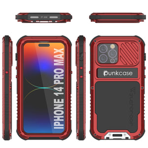 Funda para iPhone 14 Pro Max Metal Extreme 3.0, cubierta de armadura de grado militar resistente [a prueba de golpes], funda de aluminio impermeable [roja].