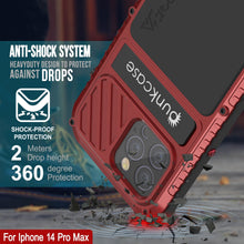 Cargar imagen en el visor de la galería, Funda para iPhone 14 Pro Max Metal Extreme 3.0, cubierta de armadura de grado militar resistente [a prueba de golpes], funda de aluminio impermeable [roja].
