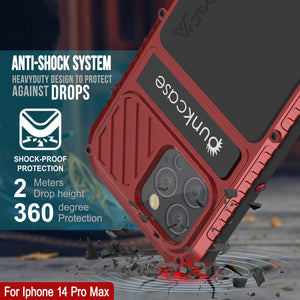 Funda para iPhone 14 Pro Max Metal Extreme 3.0, cubierta de armadura de grado militar resistente [a prueba de golpes], funda de aluminio impermeable [roja].