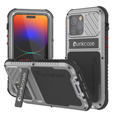 Cargar imagen en el visor de la galería, Carcasa de Metal Extreme 3.0 para iPhone 14 Pro Max, Cubierta de Armadura de Grado Militar Resistente [a prueba de golpes], Carcasa de Aluminio Impermeable [Plateado]
