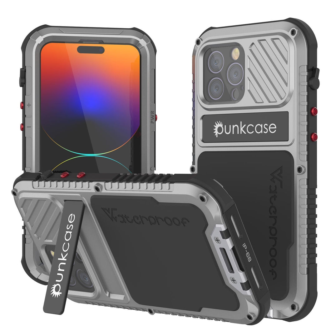 Carcasa de Metal Extreme 3.0 para iPhone 14 Pro Max, Cubierta de Armadura de Grado Militar Resistente [a prueba de golpes], Carcasa de Aluminio Impermeable [Plateado]