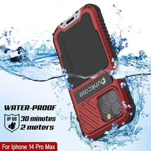 Funda para iPhone 14 Pro Max Metal Extreme 3.0, cubierta de armadura de grado militar resistente [a prueba de golpes], funda de aluminio impermeable [roja].