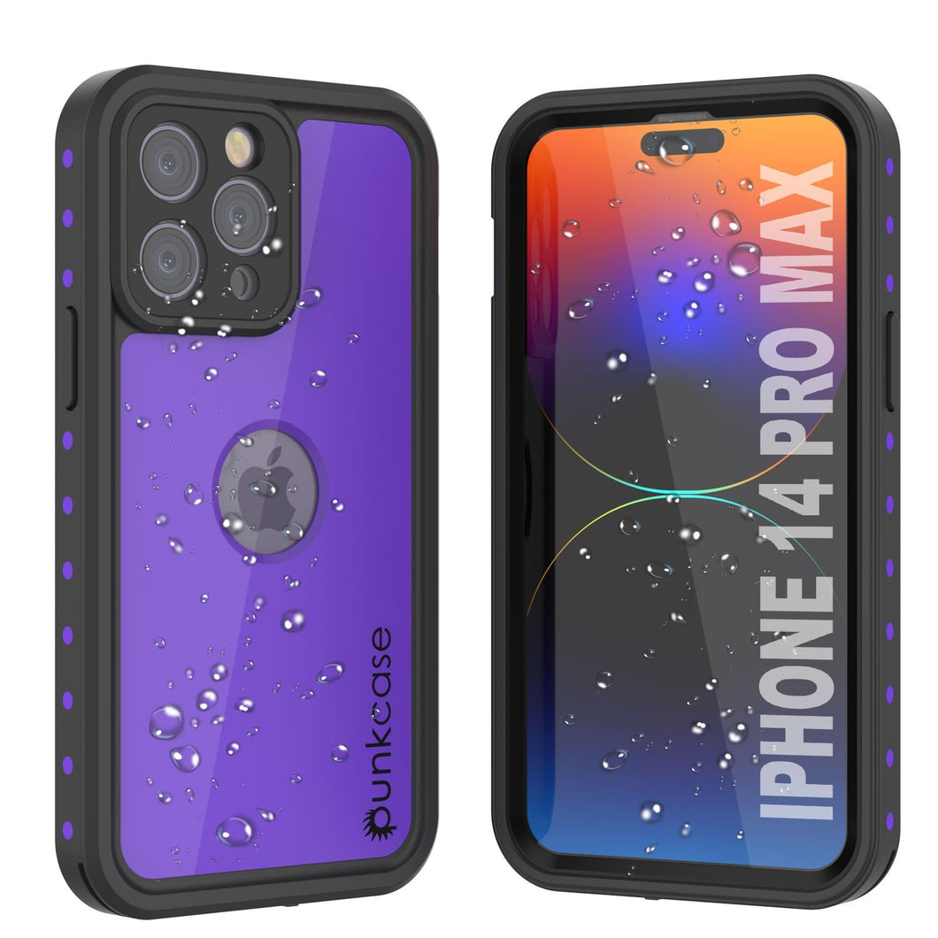 Funda a prueba de agua IP68 para el iPhone 14 Pro Max, Punkcase [Morado] [Serie StudStar] [Ajuste delgado] [A prueba de suciedad]