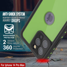Cargar imagen en el visor de la galería, Funda resistente al agua IP68 para iPhone 14 Pro Max, Punkcase [Verde claro] [Serie StudStar] [Ajuste fino] [A prueba de suciedad]
