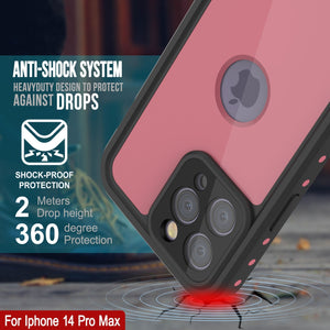 Funda impermeable IP68 para iPhone 14 Pro Max, Punkcase [Rosa] [Serie StudStar] [Ajuste Delgado] [A prueba de suciedad]
