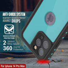 Load image into Gallery viewer, Funda impermeable IP68 para iPhone 14 Pro Max, Punkcase [Turquesa] [Serie StudStar] [Ajuste delgado]
