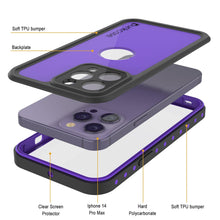 Load image into Gallery viewer, Funda a prueba de agua IP68 para el iPhone 14 Pro Max, Punkcase [Morado] [Serie StudStar] [Ajuste delgado] [A prueba de suciedad]
