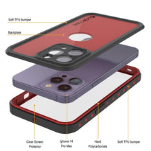 Load image into Gallery viewer, Estuche impermeable iPhone 14 Pro Max IP68, Punkcase [Rojo] [Serie StudStar] [Ajuste delgado]

