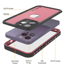 Load image into Gallery viewer, Funda impermeable IP68 para iPhone 14 Pro Max, Punkcase [Rosa] [Serie StudStar] [Ajuste Delgado] [A prueba de suciedad]
