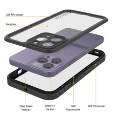 Cargar imagen en el visor de la galería, Funda Waterproof IP68 para iPhone 14 Pro Max, Punkcase [Transparente] [Serie StudStar] [Ajuste delgado] [A prueba de suciedad]
