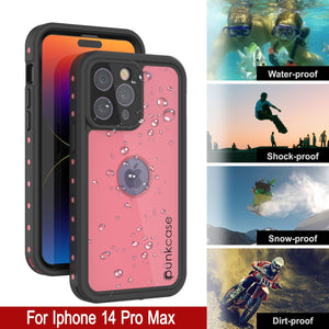 Funda impermeable IP68 para iPhone 14 Pro Max, Punkcase [Rosa] [Serie StudStar] [Ajuste Delgado] [A prueba de suciedad]
