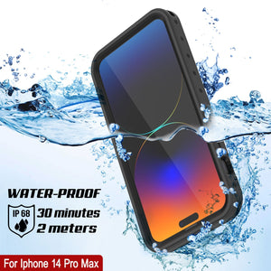 Estuche resistente al agua IP68 para iPhone 14 Pro Max, Punkcase [Negro] [Serie StudStar] [Ajuste Delgado]