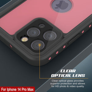 Funda impermeable IP68 para iPhone 14 Pro Max, Punkcase [Rosa] [Serie StudStar] [Ajuste Delgado] [A prueba de suciedad]