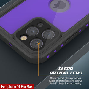 Funda a prueba de agua IP68 para el iPhone 14 Pro Max, Punkcase [Morado] [Serie StudStar] [Ajuste delgado] [A prueba de suciedad]