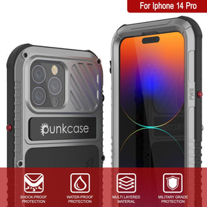 Funda iPhone 14 Pro Metal Extreme 3.0, cubierta de armadura resistente de grado militar [a prueba de golpes] Funda impermeable de aluminio [plateada].