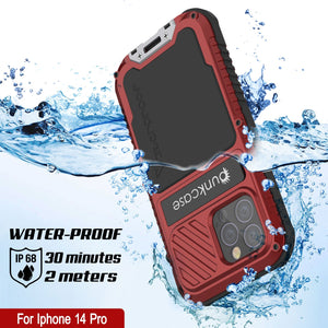 Funda iPhone 14 Pro Metal Extreme 3.0, cubierta de armadura de grado militar resistente, a prueba de golpes, a prueba de agua, funda de aluminio impermeable [Roja].