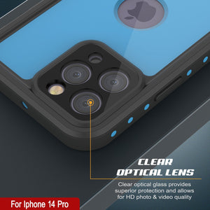Funda resistente al agua IP68 para iPhone 14 Pro, Punkcase [azul claro] [Serie StudStar] [Diseño delgado] [A prueba de suciedad]
