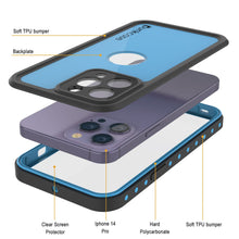 Load image into Gallery viewer, Funda resistente al agua IP68 para iPhone 14 Pro, Punkcase [azul claro] [Serie StudStar] [Diseño delgado] [A prueba de suciedad]

