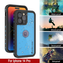 Load image into Gallery viewer, Funda resistente al agua IP68 para iPhone 14 Pro, Punkcase [azul claro] [Serie StudStar] [Diseño delgado] [A prueba de suciedad]
