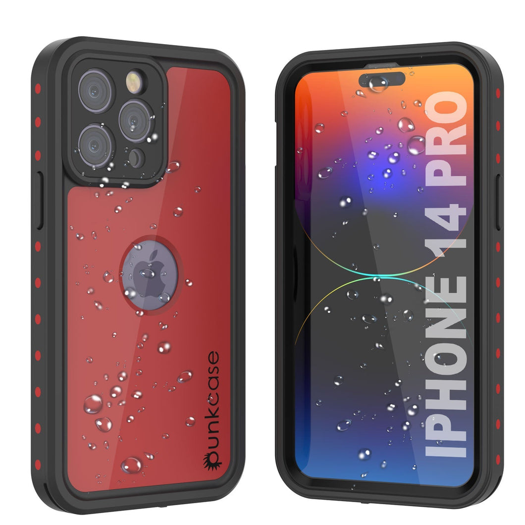 Funda Punkcase [Roja] [Serie StudStar] [Ajuste Delgado], a prueba de agua IP68 para iPhone 14 Pro.