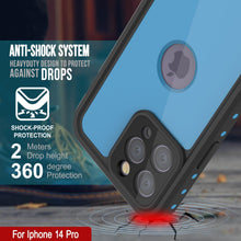 Load image into Gallery viewer, Funda resistente al agua IP68 para iPhone 14 Pro, Punkcase [azul claro] [Serie StudStar] [Diseño delgado] [A prueba de suciedad]

