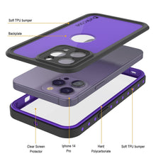 Load image into Gallery viewer, Funda impermeable IP68 Punkcase [Purple] [Serie StudStar] [Ajuste Slim] [A prueba de suciedad] para iPhone 14 Pro.
