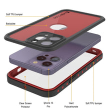 Load image into Gallery viewer, Funda Punkcase [Roja] [Serie StudStar] [Ajuste Delgado], a prueba de agua IP68 para iPhone 14 Pro.
