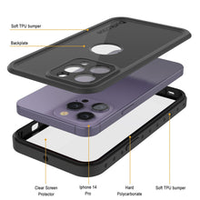 Load image into Gallery viewer, Funda impermeable iPhone 14 Pro IP68, Punkcase [Negra] [Serie StudStar] [Ajuste delgado]
