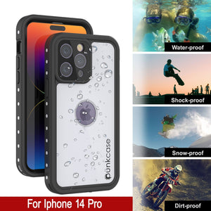 Estuche para iPhone 14 Pro resistente al agua IP68, Punkcase [Blanco] [Serie StudStar] [Ajuste Delgado] [A prueba de suciedad]