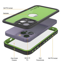 Load image into Gallery viewer, Funda impermeable IP68 para iPhone 14 Pro, Punkcase [verde claro] [Serie StudStar] [Ajuste delgado] [A prueba de suciedad].
